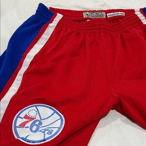 Mitchell & Ness 76ers Red and Blue Shorts